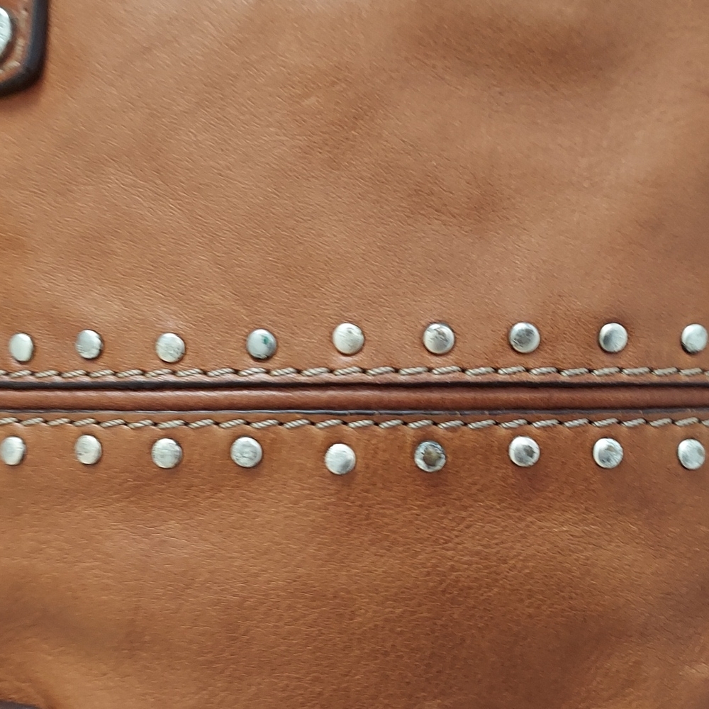 Michael Kors Cognac Astor Leather Stud-Accent Satchel Large - Picture 3 of 16